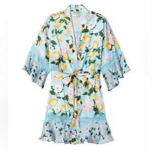 Victoria’s Secret flounce satin lemon robe